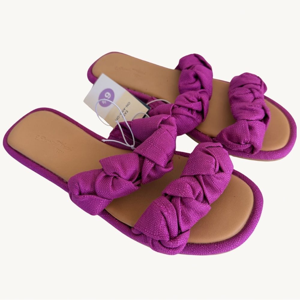 Universal Thread Fuchsia Knotted Slide Sandals Women's 6.5 NWT Target Summer